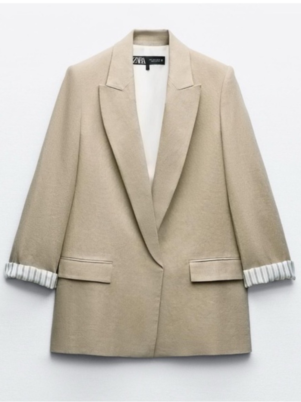 ZARA Taupe Oversized Single-Button Blazer